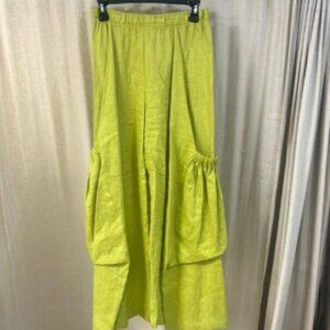 Lime Wide-Leg Linen Pants - Planet by Lauren G